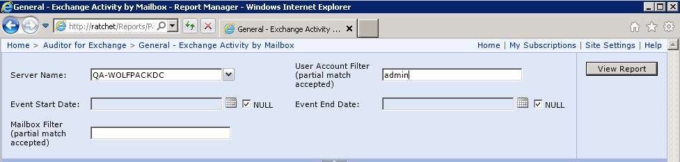 Change the parameters to filter your view