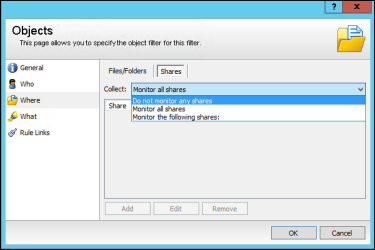 Select Shares and make a choice from the dropdown menu