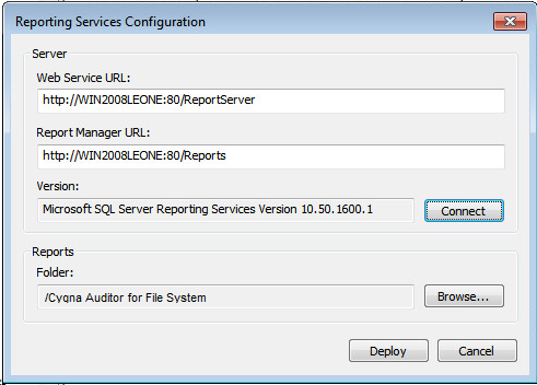 Reporting Services Configuration dialog